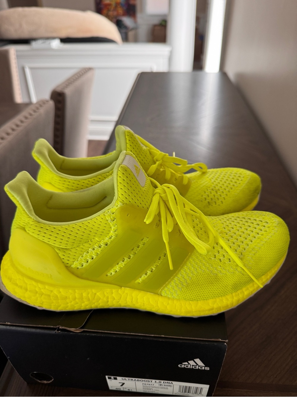 adidas Kids Neon Yellow Lace-Up Sneakers